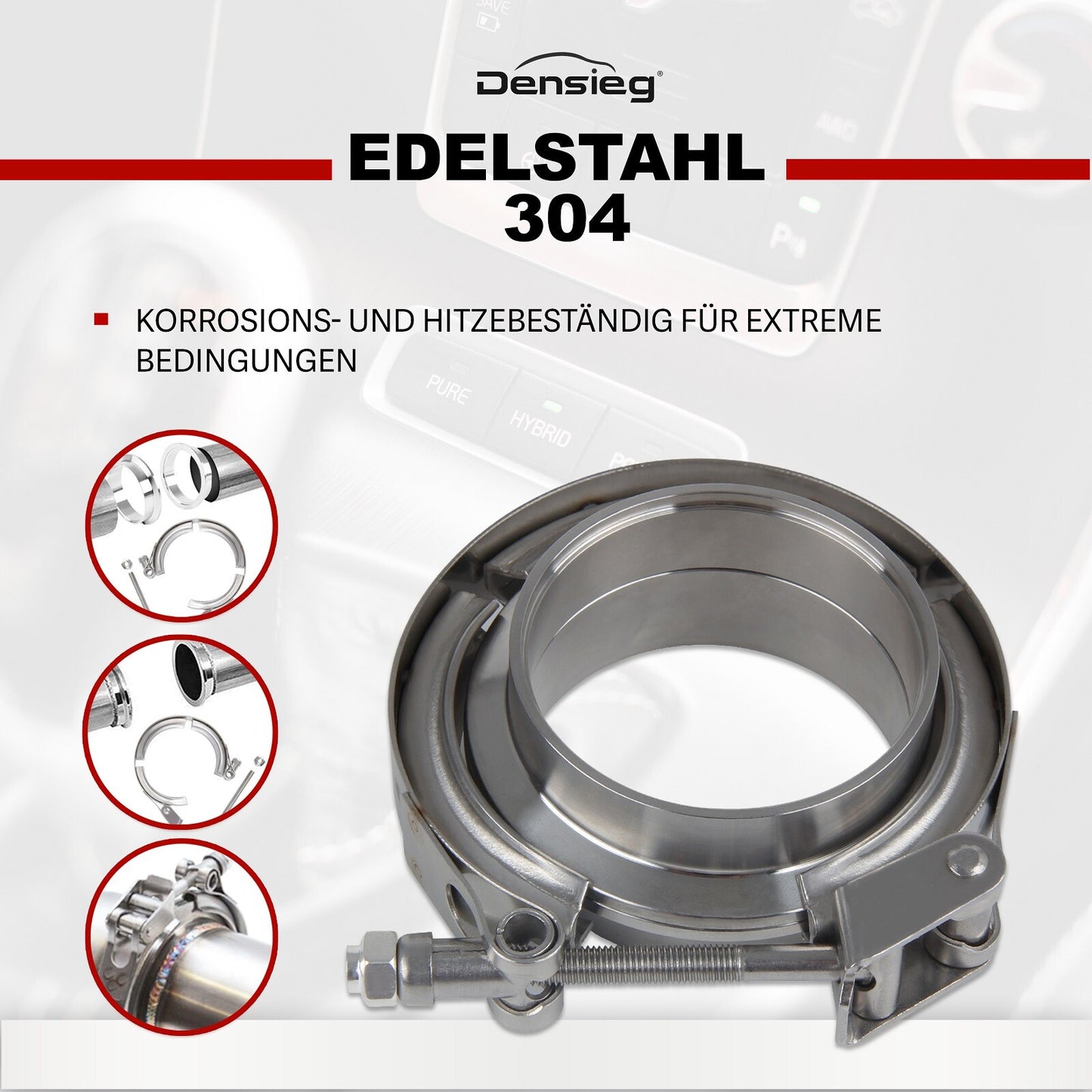 2x 2.5" 63.5 mm V-Band Clamp + Flanges Kit | Edelstahl Auspuff Turbo Kit