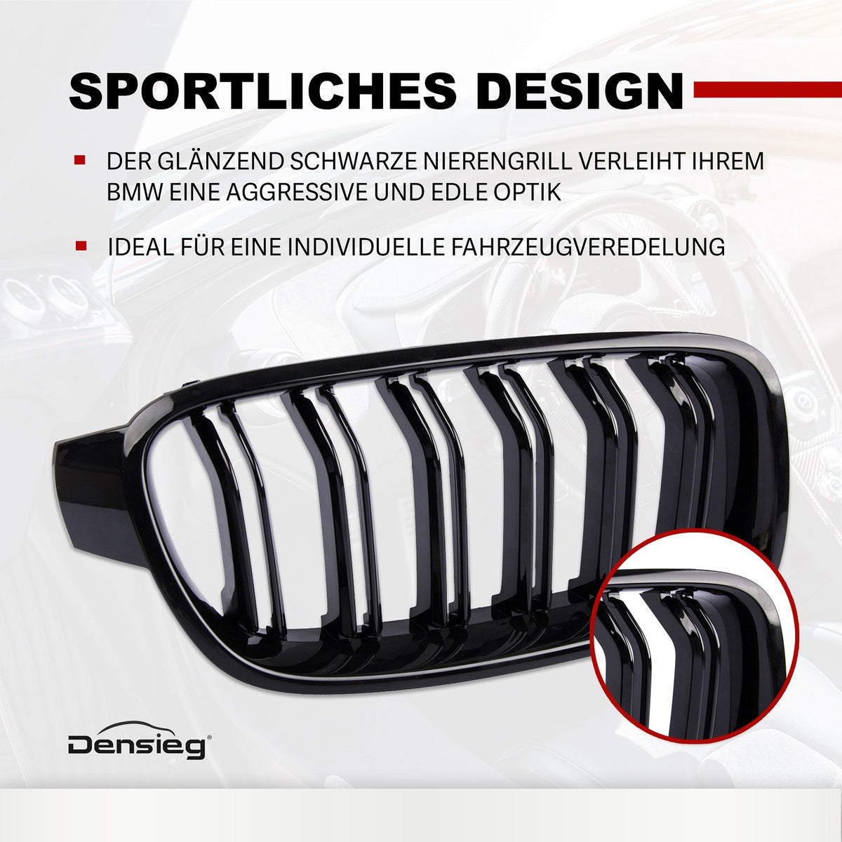 Set Doppelsteg Kühlergrill Schwarz Glanz Sport für BMW 3er F30 F31 12-18