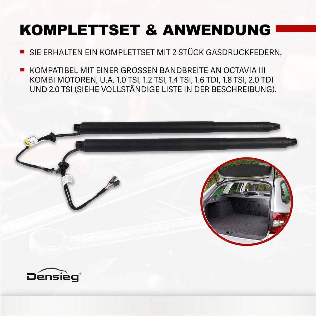 2x Elektrische Heckklappe Gasdruckfeder für Skoda Octavia III