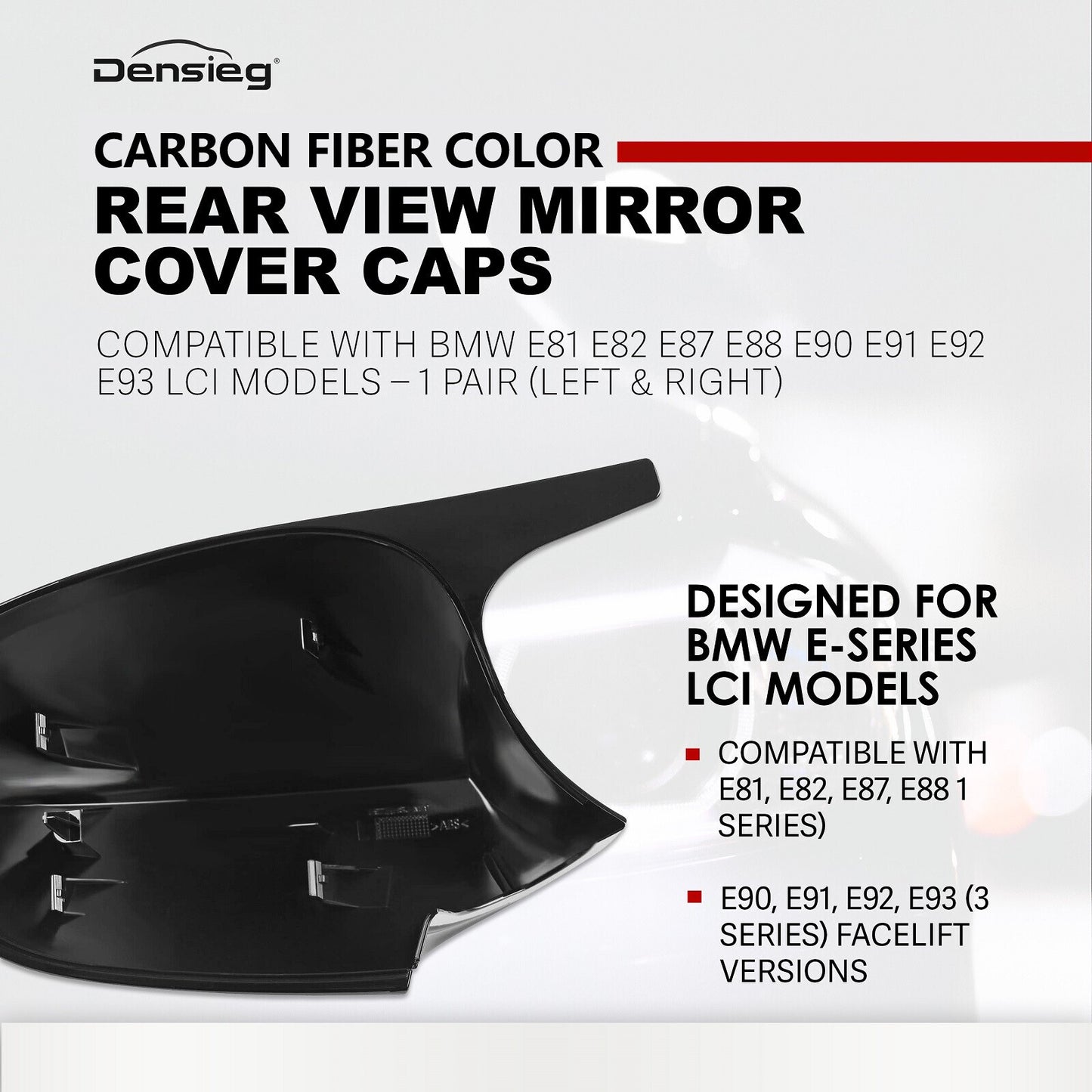 Paar Kohlefaser Farbe Spiegelkappen Außenspiegel für BMW E81 E82 E87 LCI