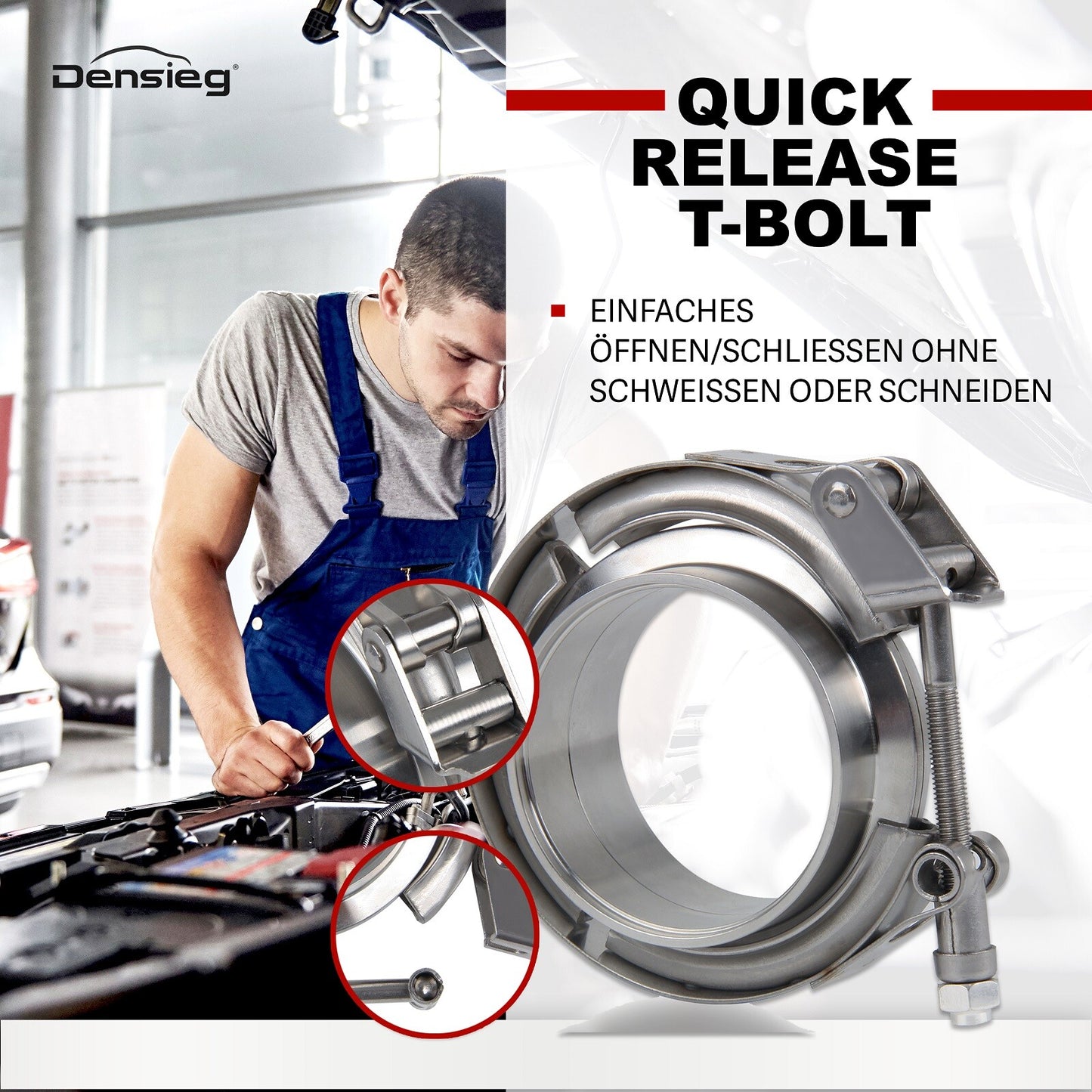 2x 2.5" 63.5 mm V-Band Clamp + Flanges Kit | Edelstahl Auspuff Turbo Kit
