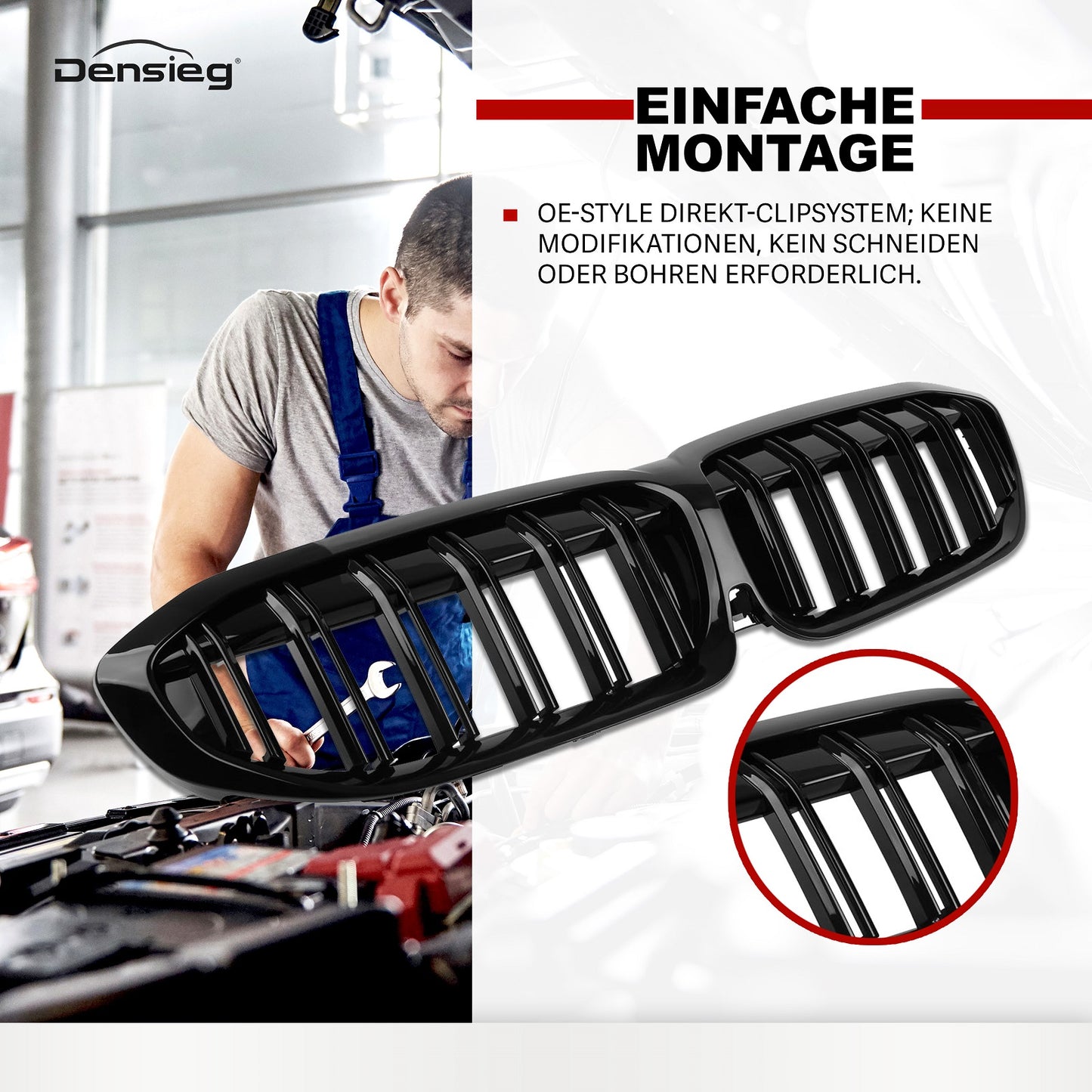 Kühlergrill für 3er G20 G21 19-21 Nieren Doppelsteg Sport GLANZ SCHWARZ