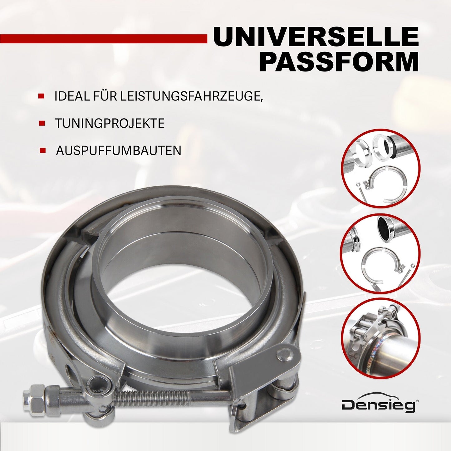 2x 2" 50,8mm V-Band Schelle + Flansch Kit Edelstahl Auspuff Turbo Klemme