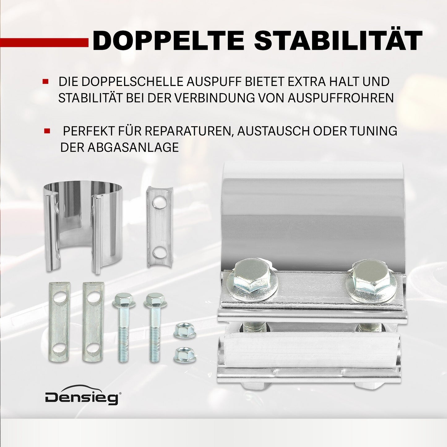 2x Conector de tubo de escape universal de 3 pulgadas con abrazadera de acero inoxidable para sistema de escape