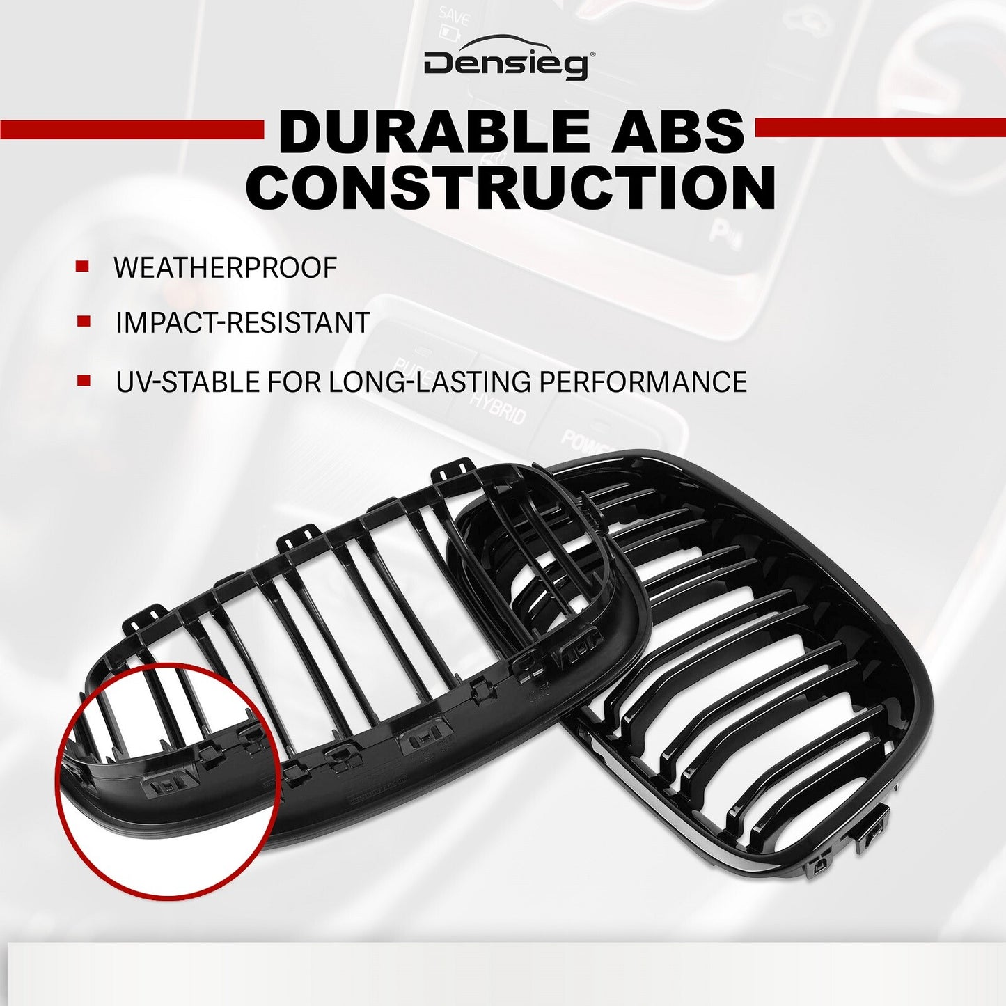 Einzelsteg Kühlergrill für BMW 1er F20 F21 2011-2014 Glanz Schwarz