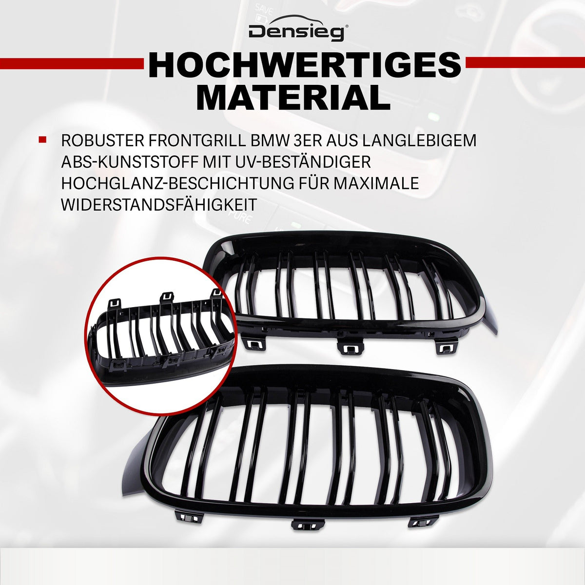 Set Doppelsteg Kühlergrill Schwarz Glanz Sport für BMW 3er F30 F31 12-18