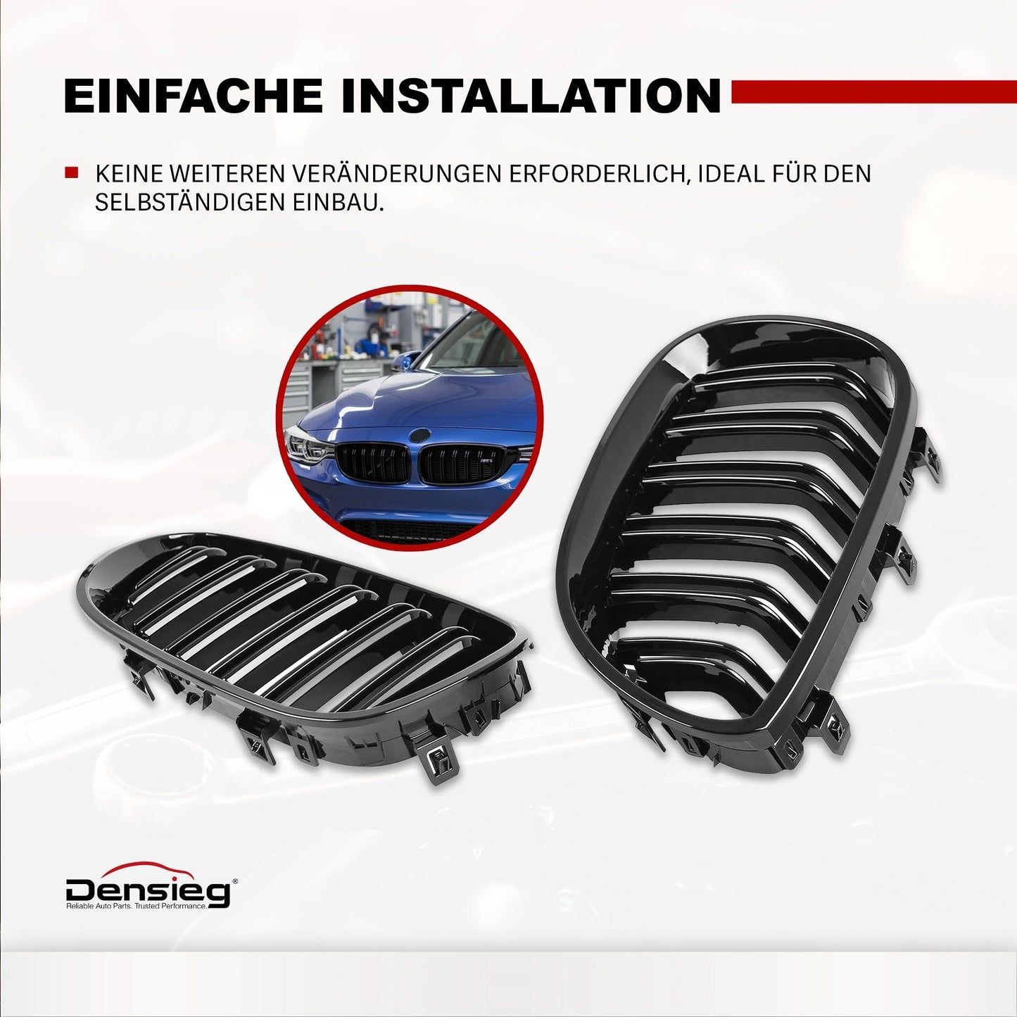 Sport Nieren Kühlergrill für BMW 5er E60 E61 2003-2009 Glanz Schwarz