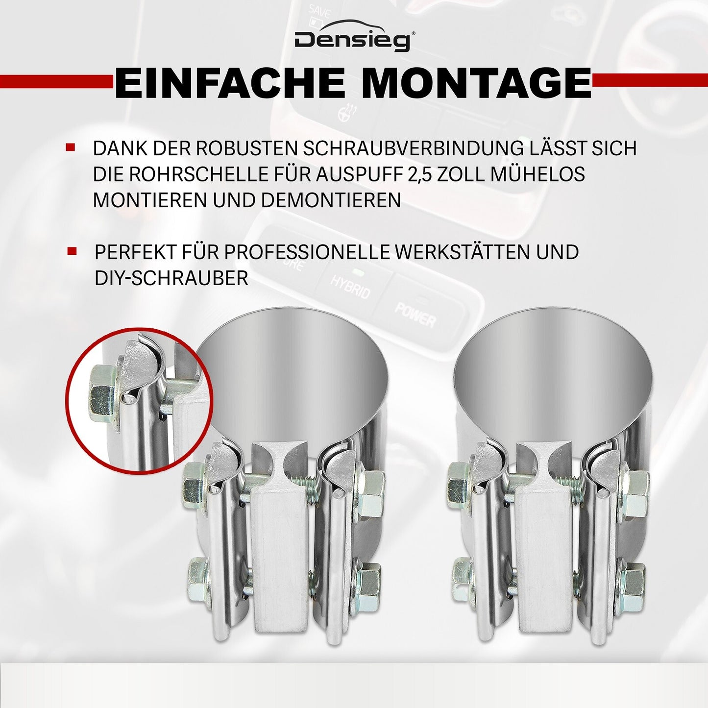 2x Auspuff Schelle Rohrverbinder Universal Doppelschelle Ø 64,1mm (2,5")