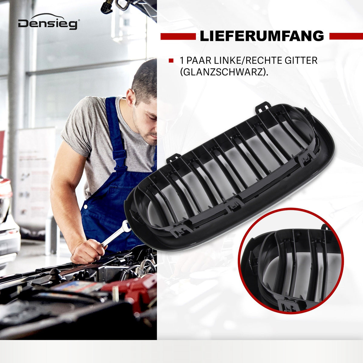 Nieren Doppelsteg Glanz Schwarz Kühlergrill für BMW X5 X6 F15 F16 2014-2018