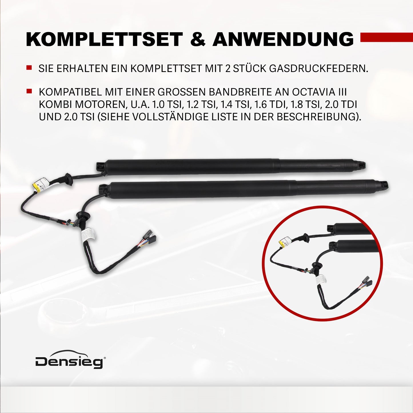 2x Elektrische Heckklappe Gasdruckfeder 5E9827851F für Skoda Octavia III