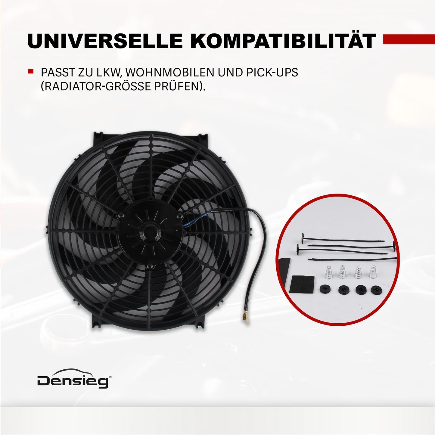 Universal 14" Auto Kühlerlüfter Elektrischer Lüfter 12V 90W für KFZ LKW