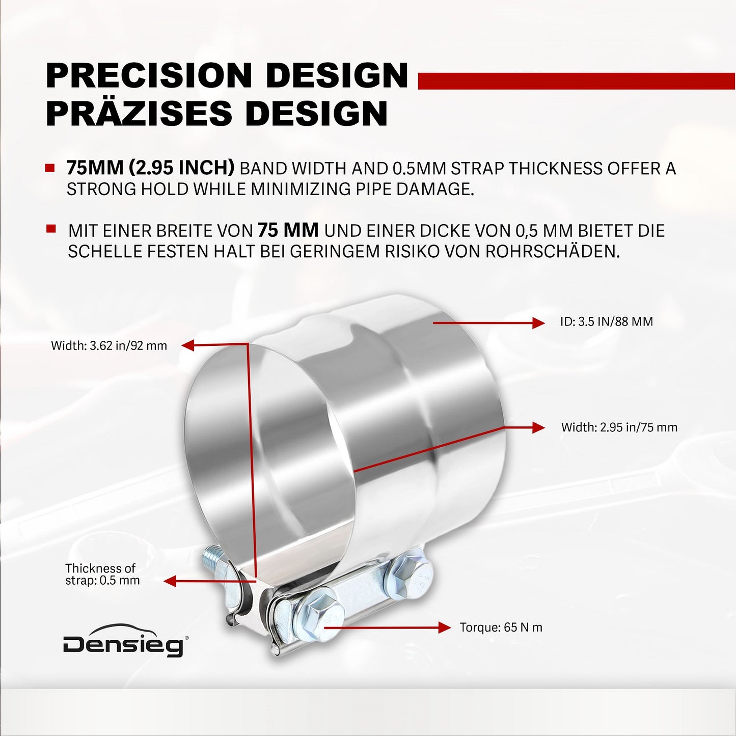 2x Ø 89mm / 3,5" Edelstahl Auspuff Rohrverbinder Klemmen für Abgasanlage