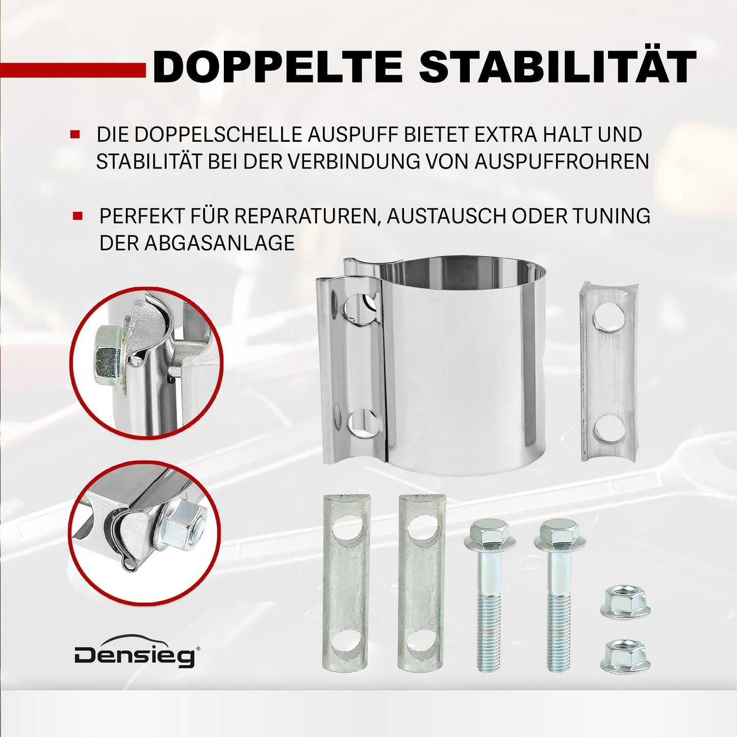 2x Auspuff Schelle Rohrverbinder Universal Doppelschelle Ø 64,1mm (2,5")