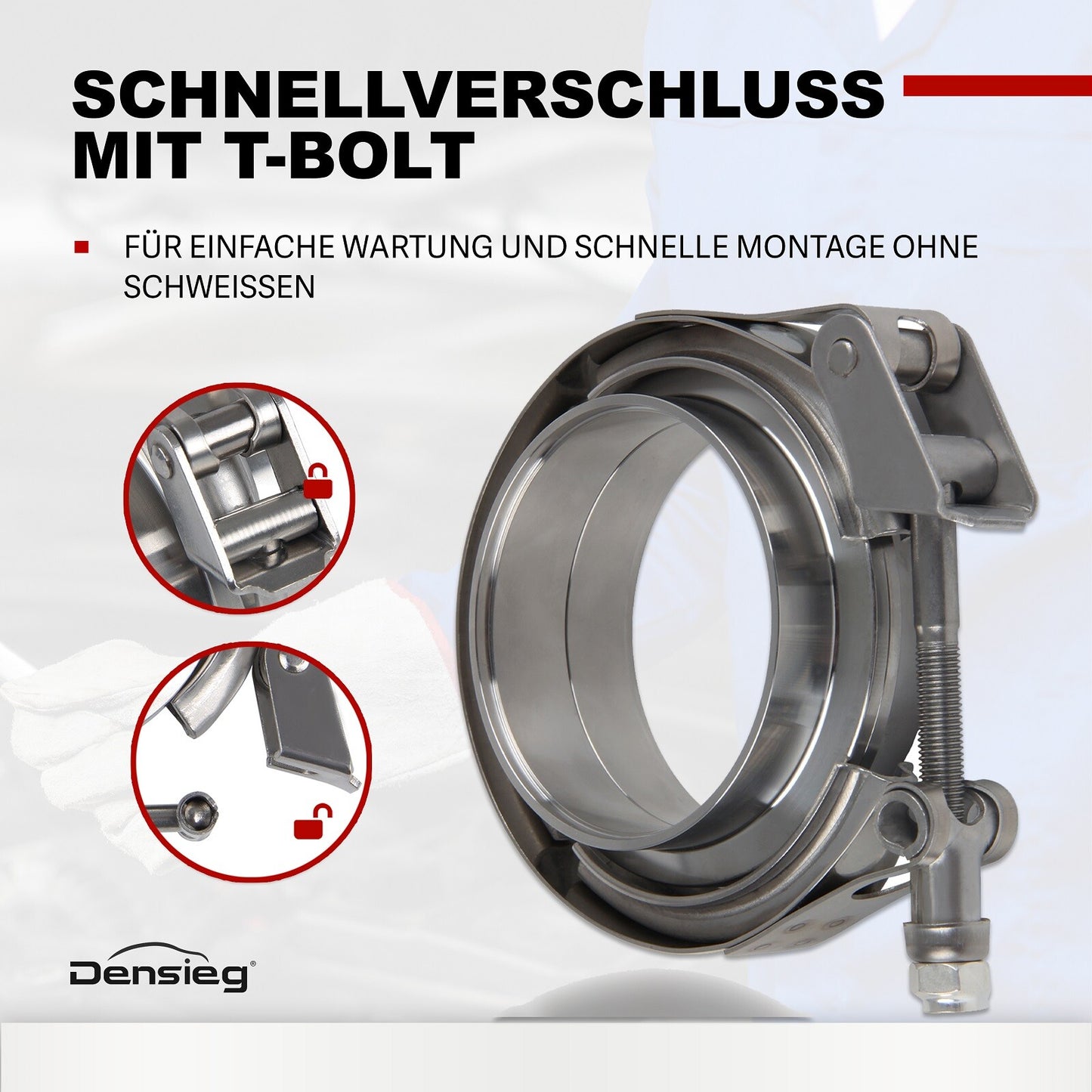 2x Edelstahl V Band Schelle Flange Rohrschelle 4" 101,6 mm Auspuff Turbo