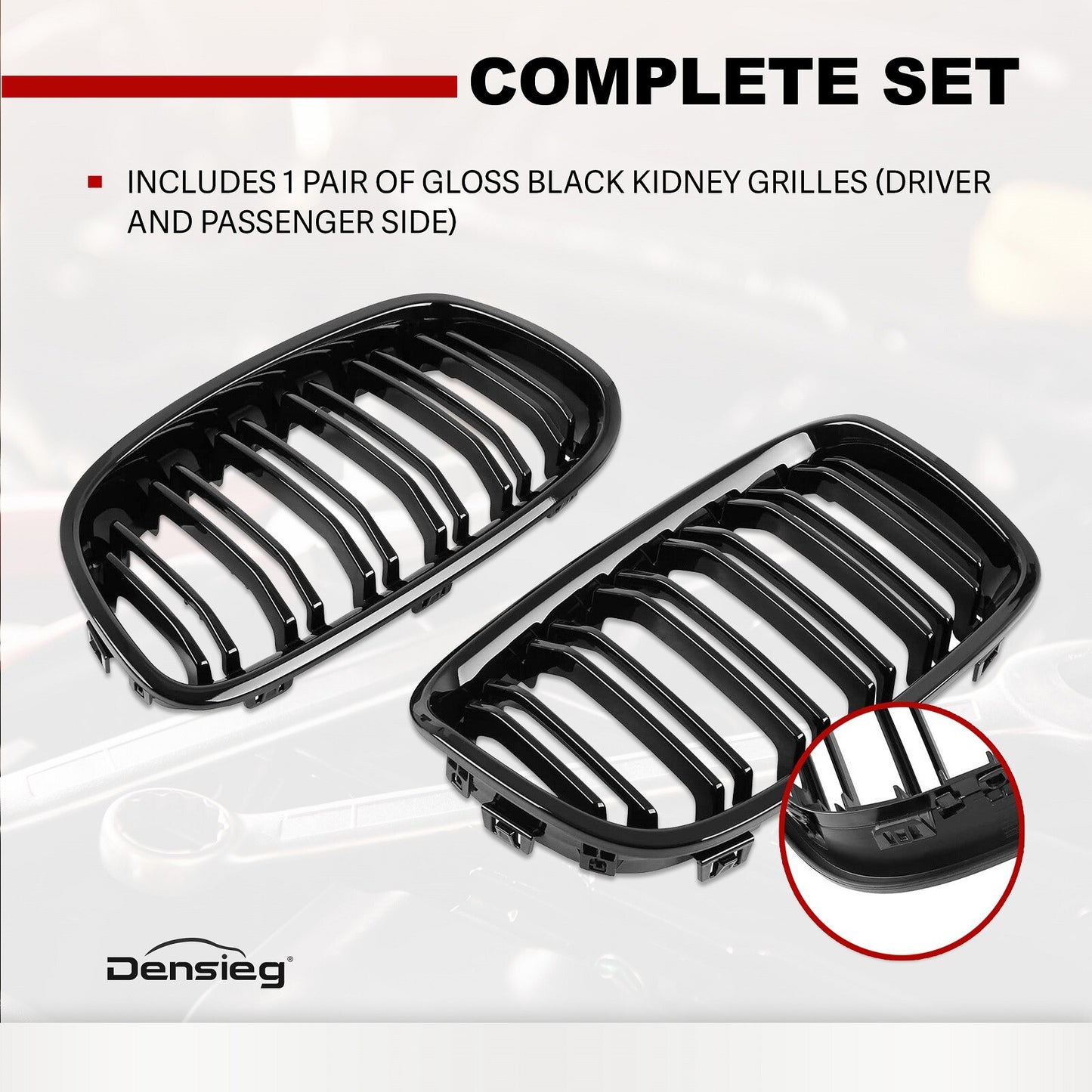 Einzelsteg Kühlergrill für BMW 1er F20 F21 2011-2014 Glanz Schwarz