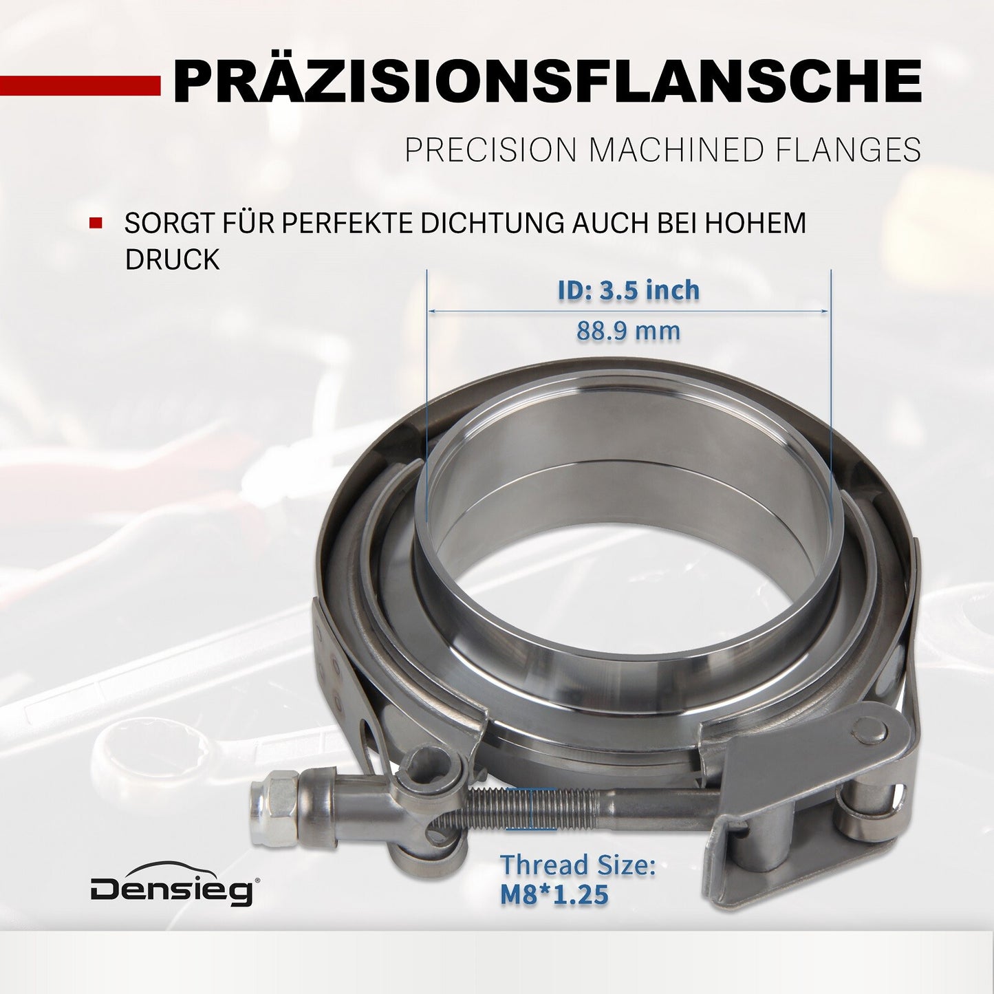 2x Edelstahl V Band Schelle Flange Rohrschelle 3,5" 89mm Auspuff Turbo