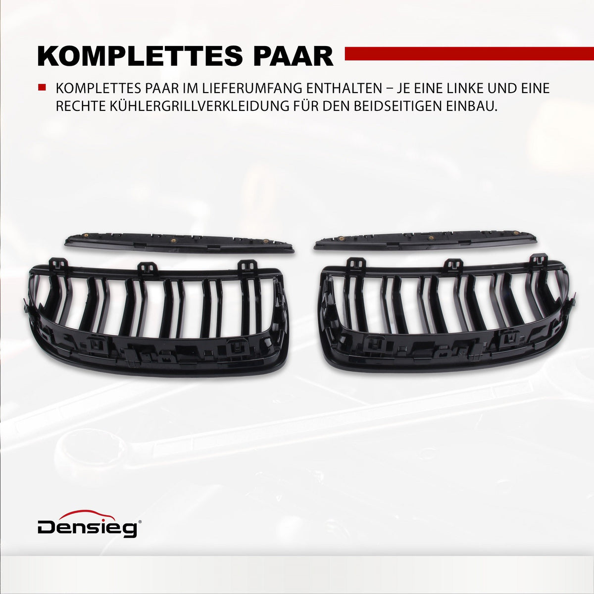 Doppelsteg Nieren Grill Glänzend Schwarz für BMW 3er E90 E91 2005-2008