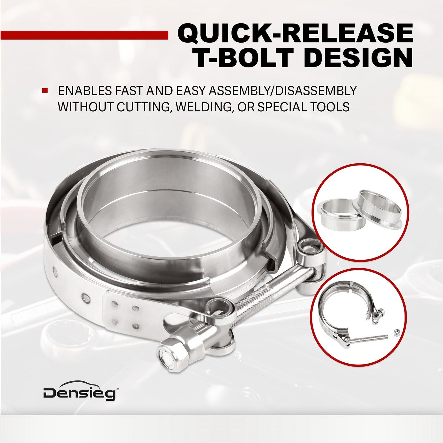 V-Band Klemme Ø76.2mm (3") + Flansche – Edelstahl Turbo Auspuff Kit