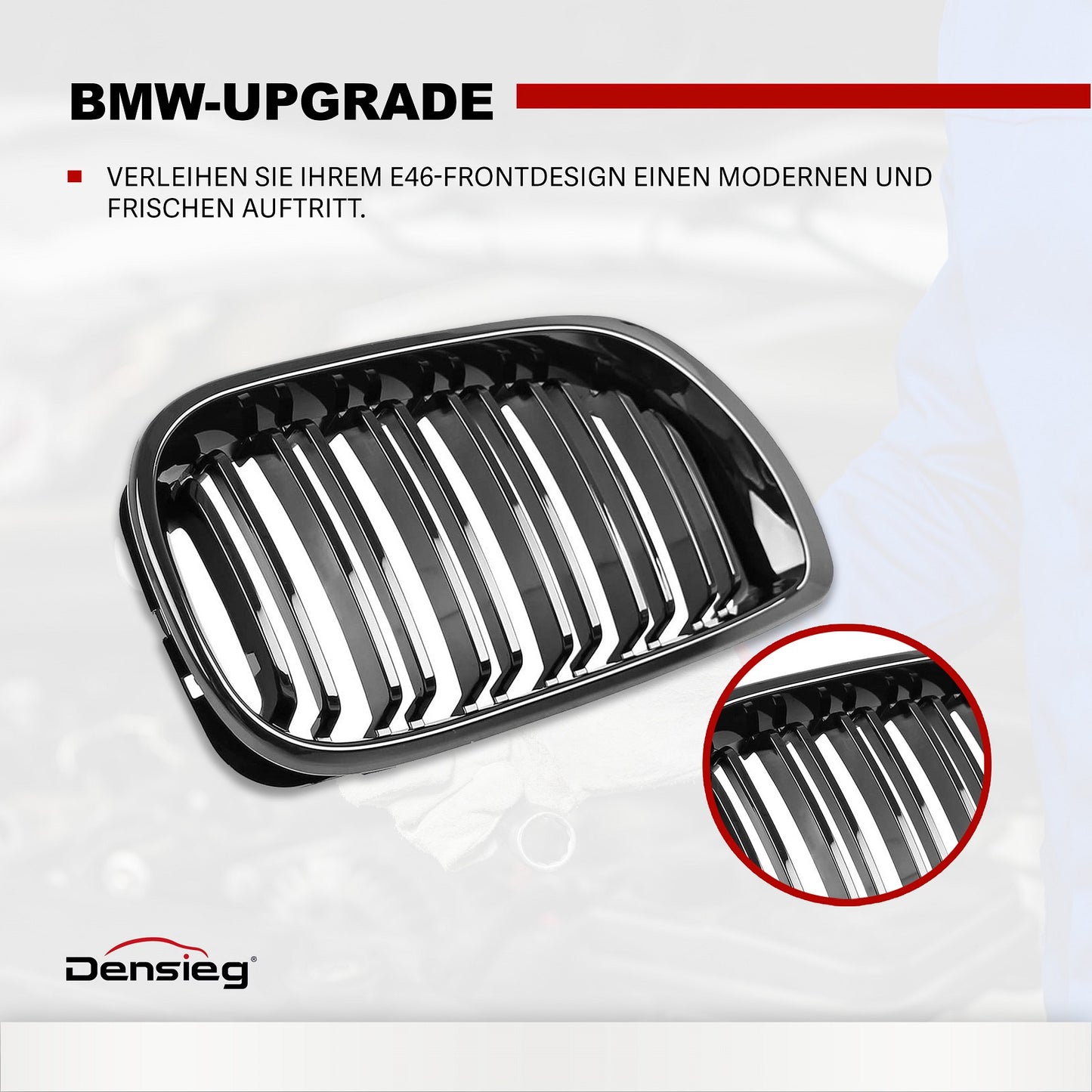 Sport Kühlergrill Glanz Schwarz für BMW 3er E46 Limousine Touring 02-05