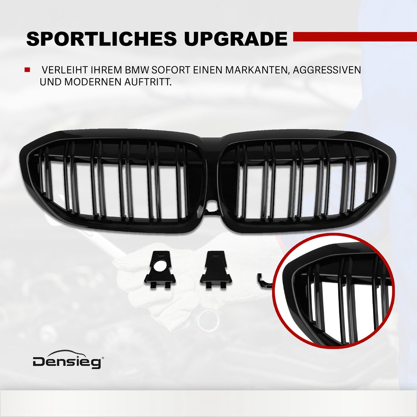Kühlergrill für 3er G20 G21 19-21 Nieren Doppelsteg Sport GLANZ SCHWARZ