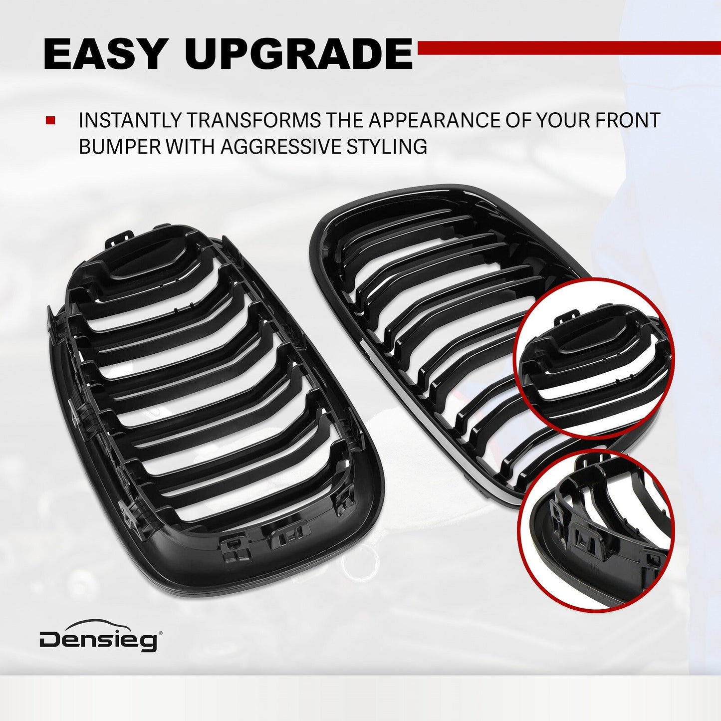 Einzelsteg Kühlergrill für BMW 1er F20 F21 2011-2014 Glanz Schwarz