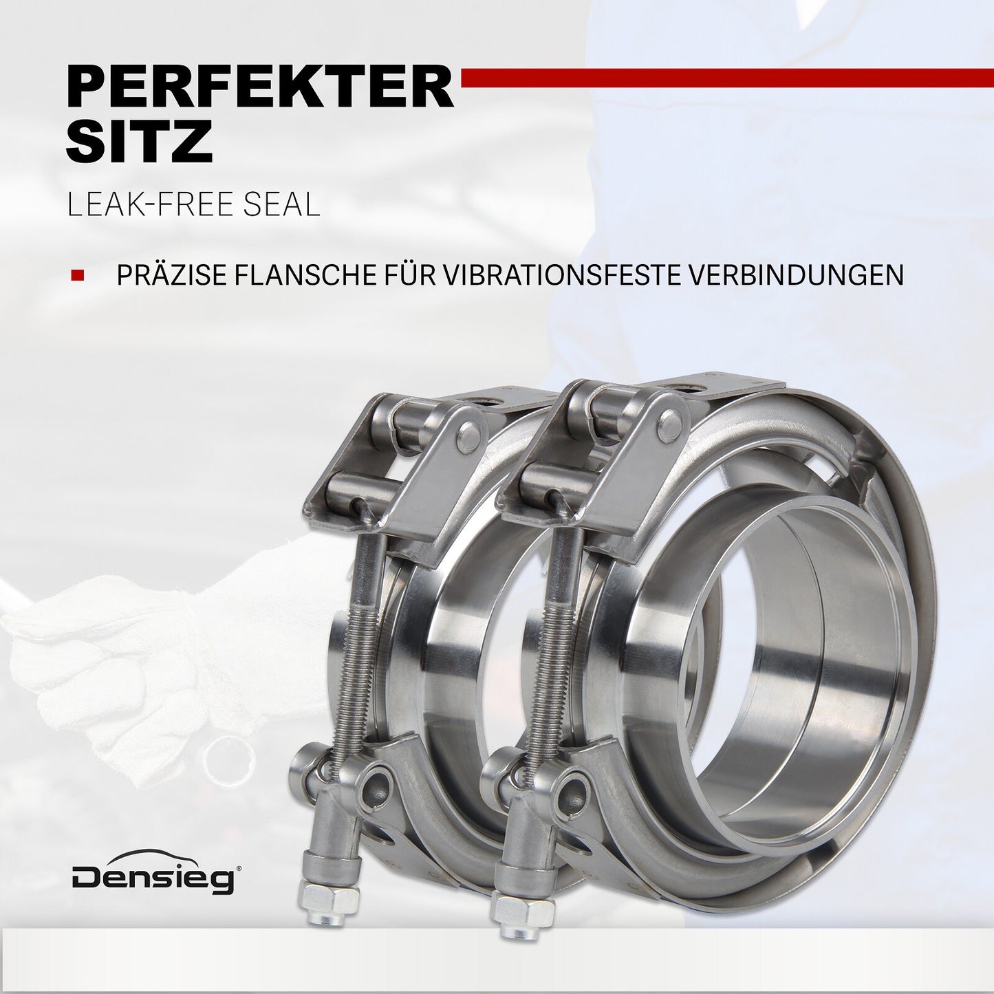 2x 2.5" 63.5 mm V-Band Clamp + Flanges Kit | Edelstahl Auspuff Turbo Kit