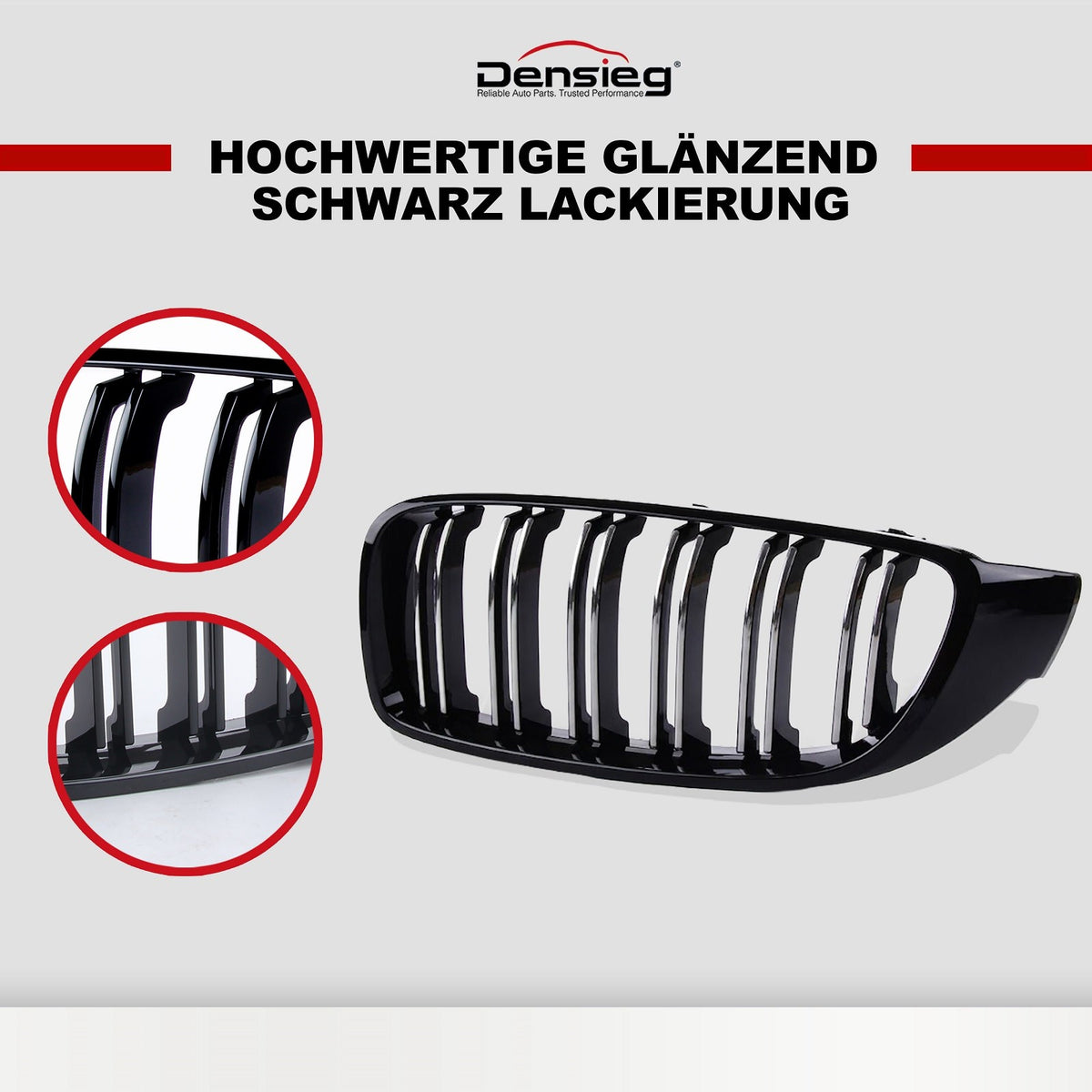 Nieren Kühlergrill Doppelsteg Glanz Schwarz für bmw 4er F32 F33 F83 F82