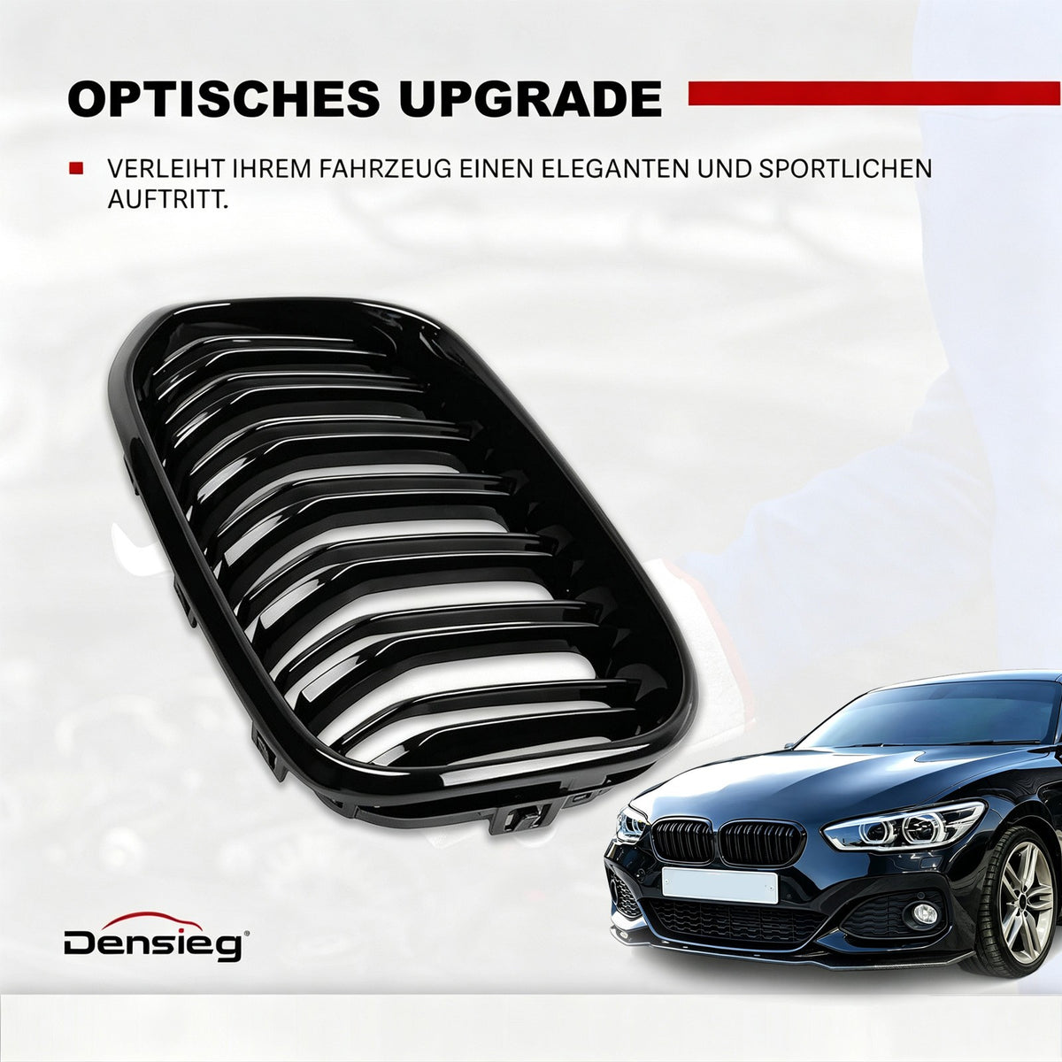 Nieren Kühlergrill GLANZ SCHWARZ Doppelsteg für BMW 1er F20 F21 15-19