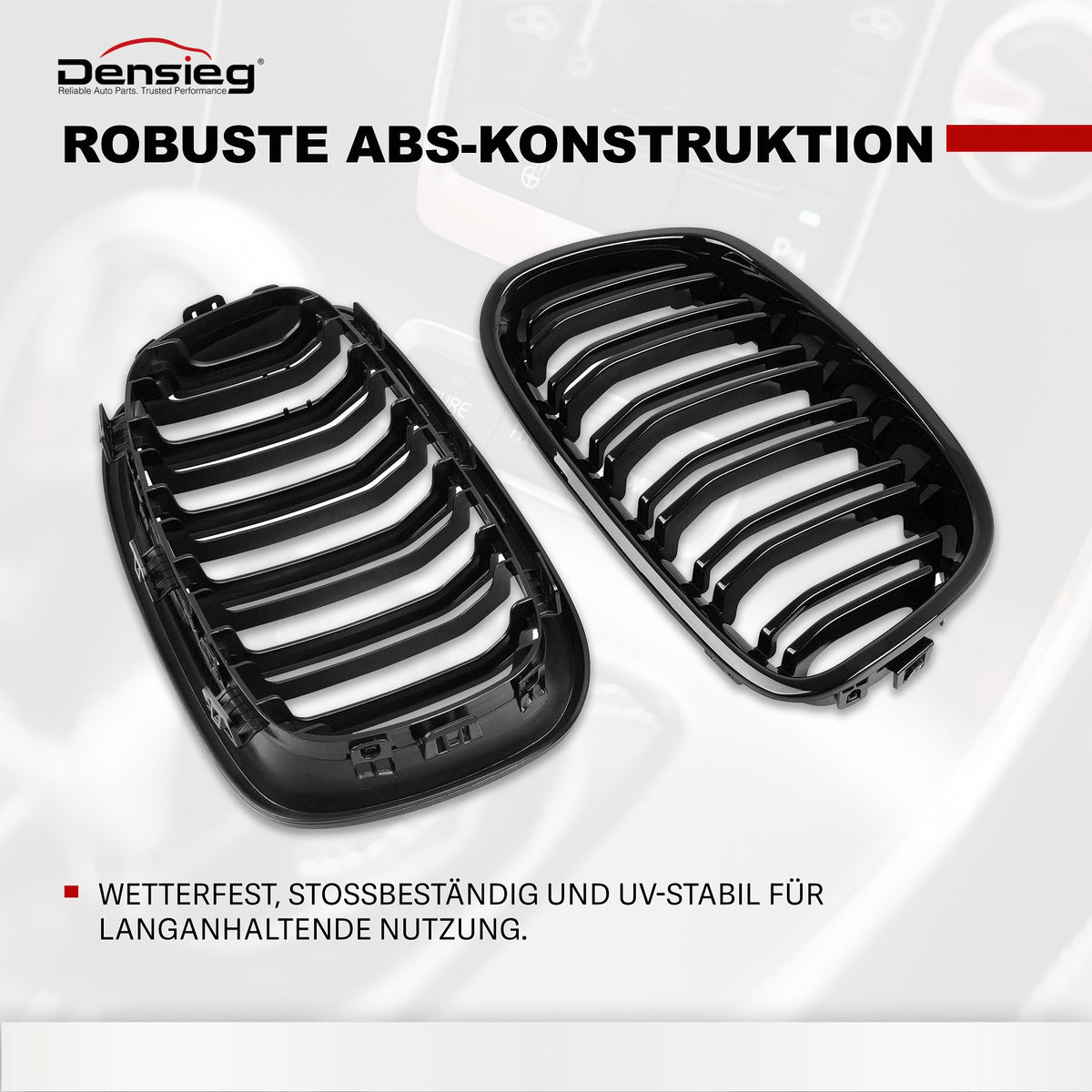 Einzelsteg Kühlergrill für BMW 1er F20 F21 2011-2014 Glanz Schwarz