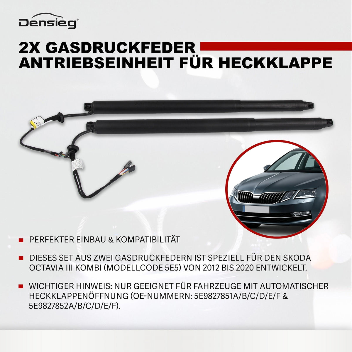 2x Elektrische Heckklappe Gasdruckfeder für Skoda Octavia III