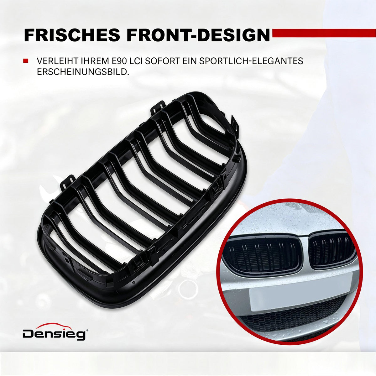 BMW 3er E90 E91 LCI Nieren Kühlergrill Doppelsteg Schwarz Glanz 2009-2012