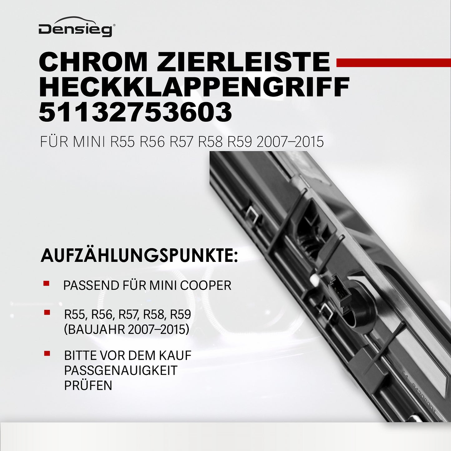 Heckklappengriff Griffleiste Chrom 51132753603 für Mini R55 R56 R57 R58 R59 2007–2015