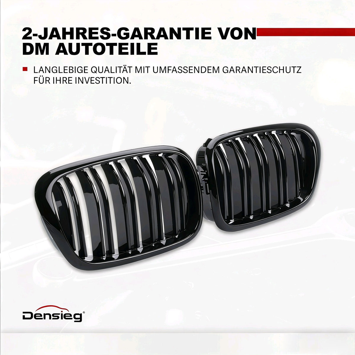 Nieren Kühlergrill Doppelsteg Glanz Schwarz für BMW 5er E39 1995-2003