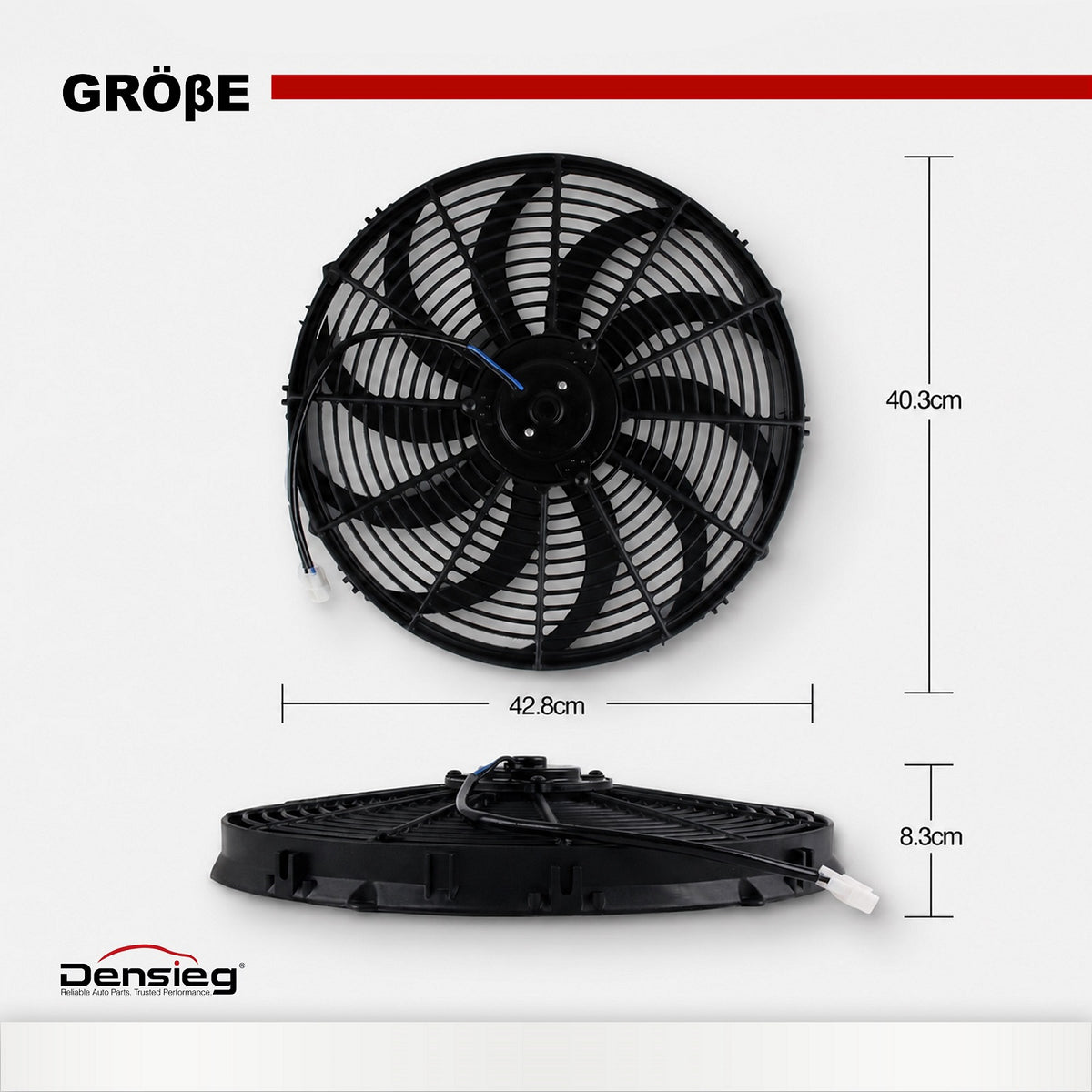 Universal 16" Auto Kühlerlüfter Elektrischer Lüfter 12V 120W für KFZ LKW