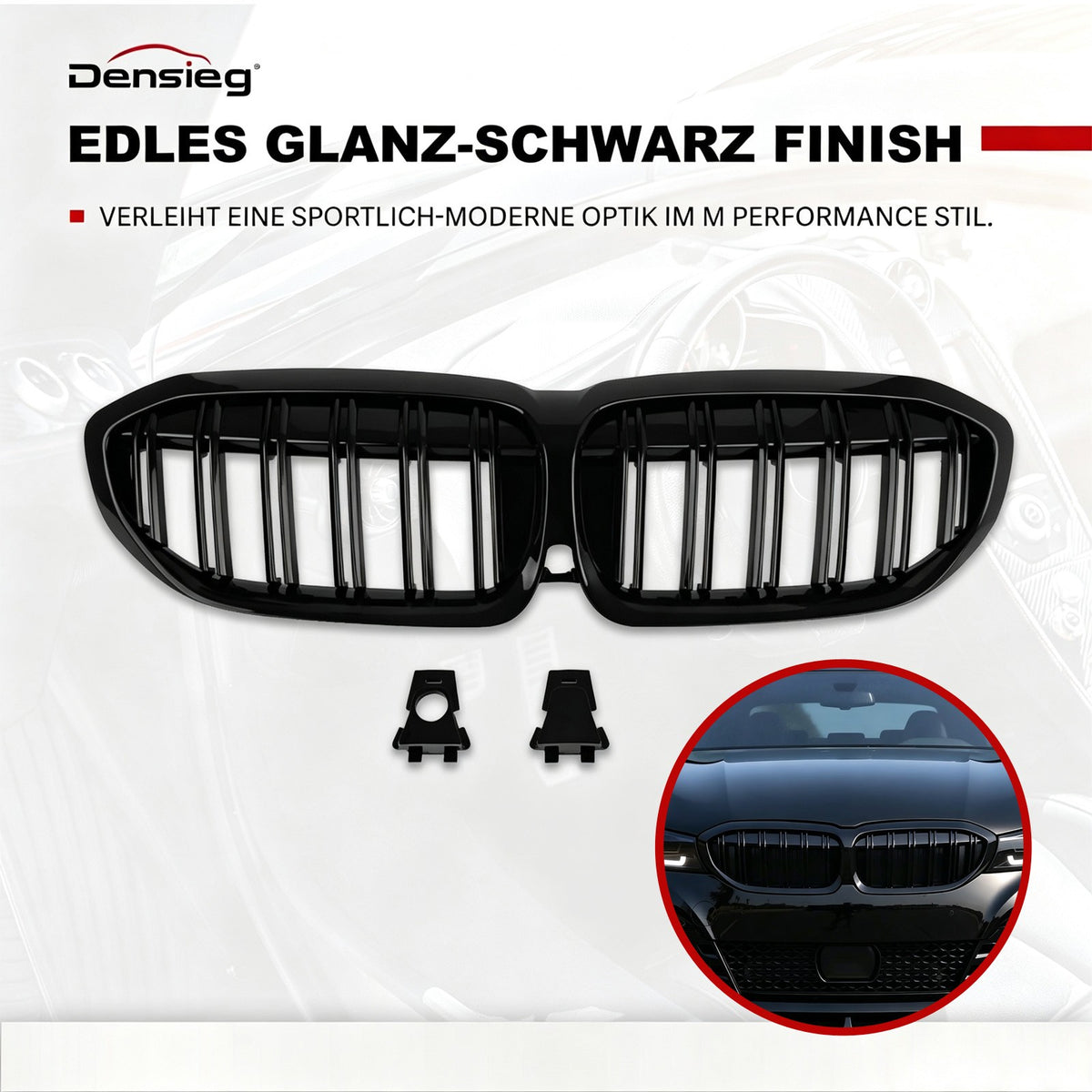 Kühlergrill für 3er G20 G21 19-21 Nieren Doppelsteg Sport GLANZ SCHWARZ