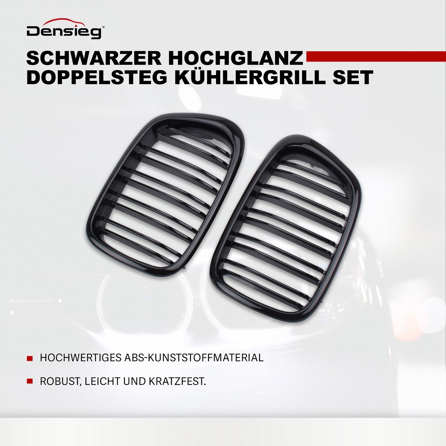 Doppelsteg Kühlergrill Nieren Glanz Schwarz für BMW 5er E39 1995-2003