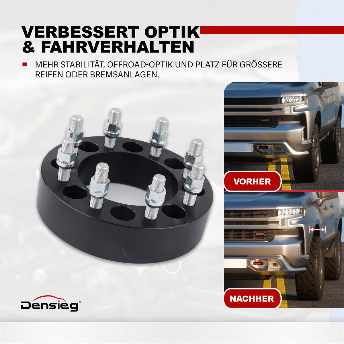 2x 2” (8x165,1mm) Spurverbreiterung 126,15mm Mittenzentriert für Pickup
