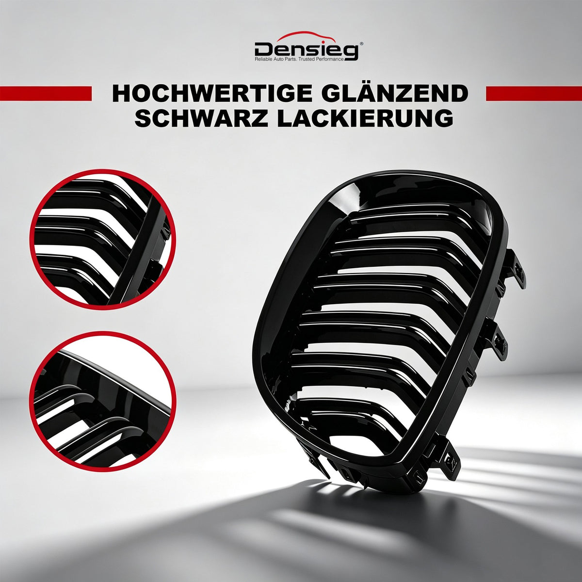Sport Nieren Kühlergrill für BMW 5er E60 E61 2003-2009 Glanz Schwarz