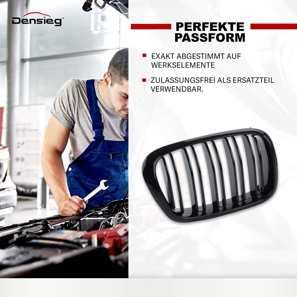 Nieren Kühlergrill Doppelsteg Glanz Schwarz für BMW 5er E39 1995-2003